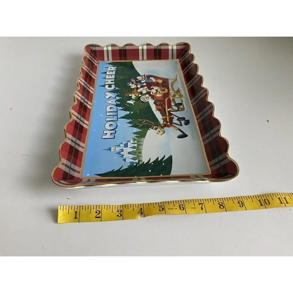 Disney Parks Mickey & Friends Holiday Cheer Ceramic Christmas Tray‎ Dish Platter